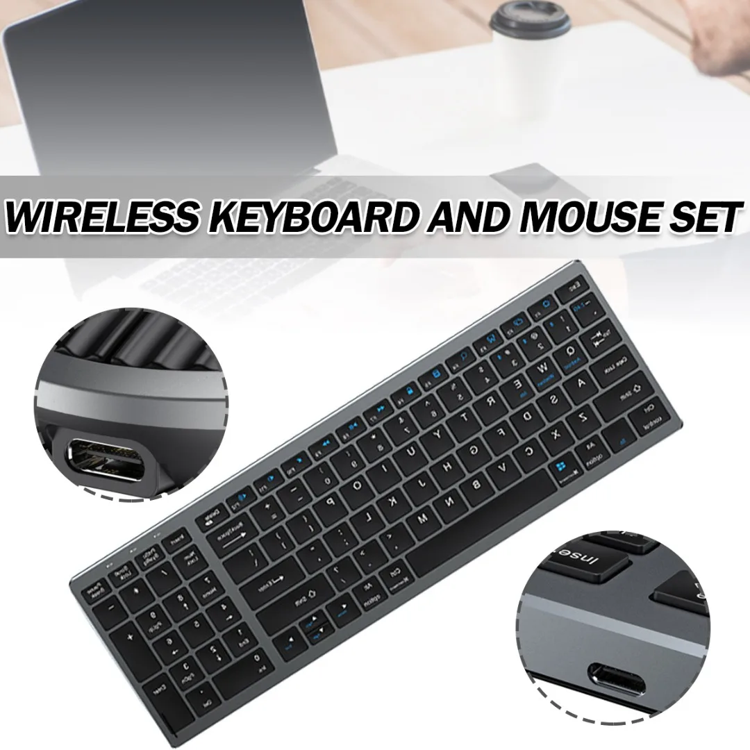 Wireless Mute Keyboard& Mouse Typec Rechargeable