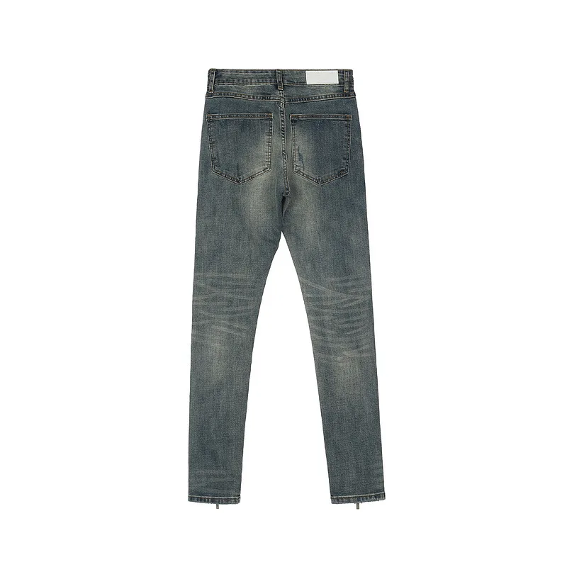 Owen Seak Men Denim Jeans Cotton Gothic Men's Clothing Coated Autumn Straight Solid High Street Black Jeans Pants 4