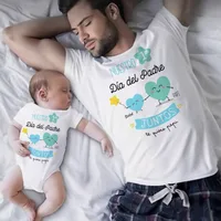 Our First Father's Day Spanish Printed Baby & Dad Matching Clothes Daddy T Shirts Tops Infant Bodysuit Fathers Day Family Outfit 1