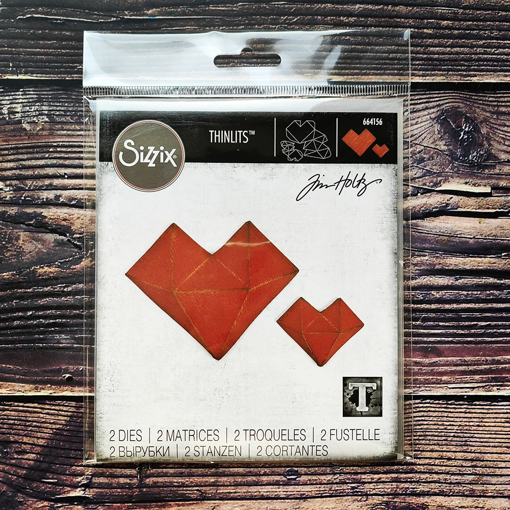

Sizzix 664156 Thinlits Die Set 2PK-граненые сердца от Tim Holtz