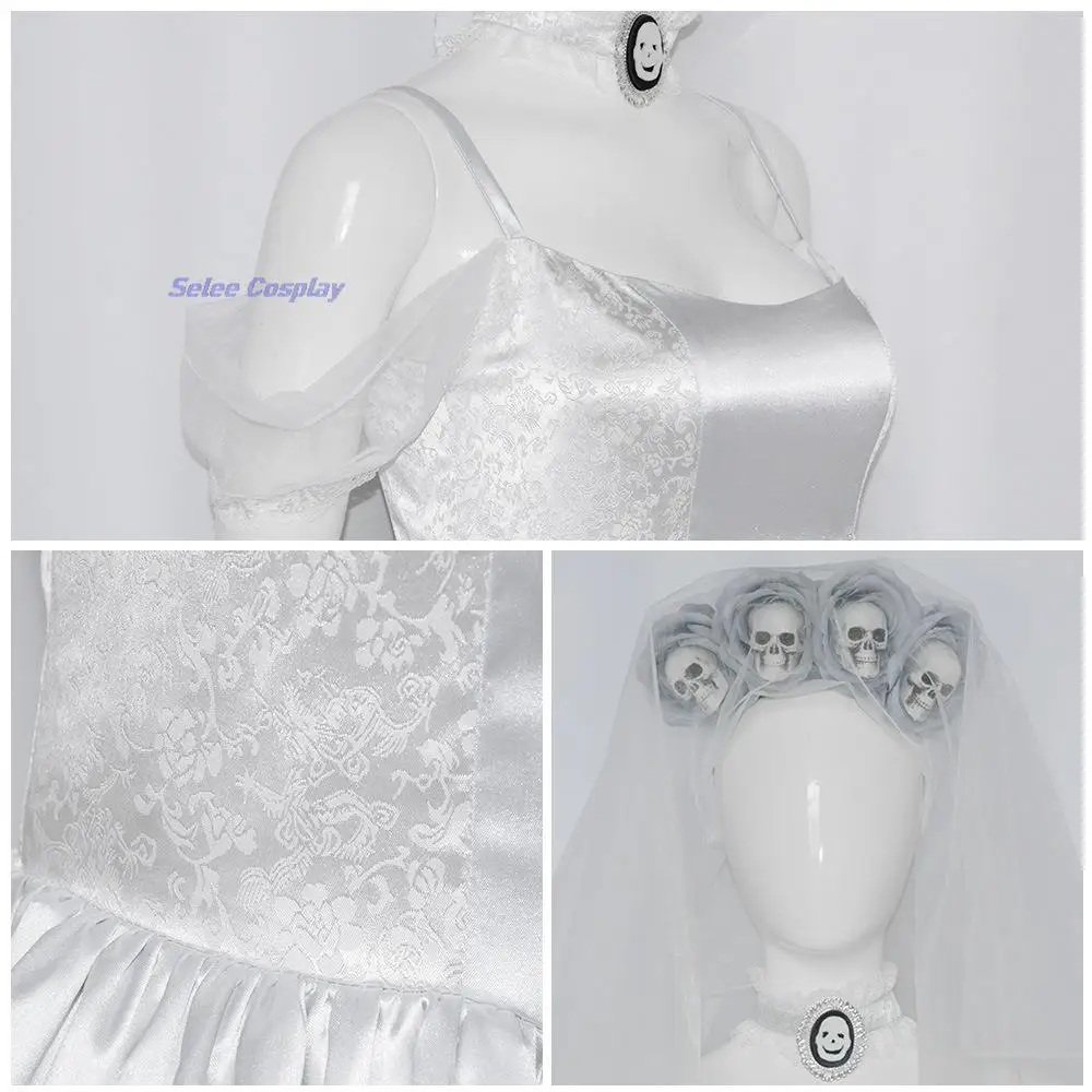 NEW Zombie Bride Emily Cosplay Skirt Costume Victor White Suit Corpse Halloween Couple Role Playing White Wedding Veil Cos Sets