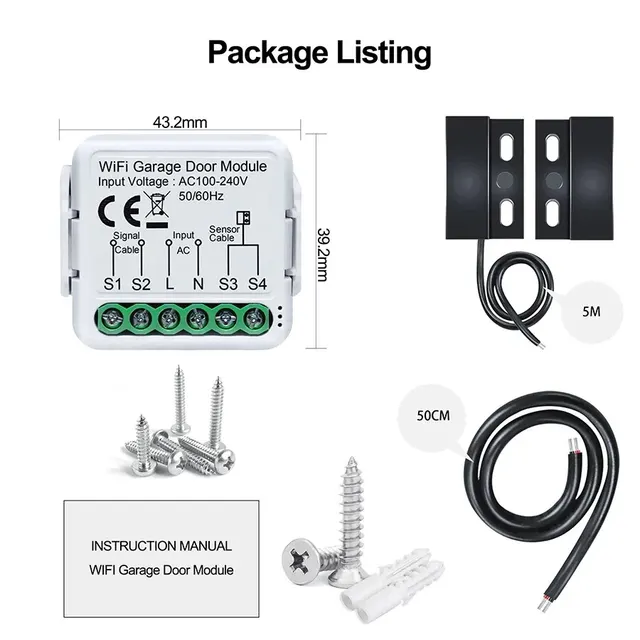 Tuya WiFi Garage Door Opener Controller APP Voice Control Smart Garage Door Switch Works with Alexa Google Home Smart Life 2