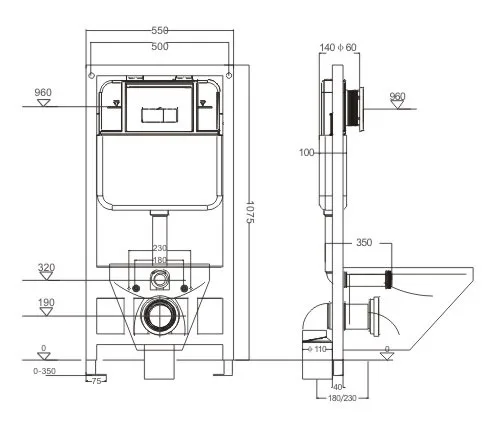 Wall Hung Toilet Installation System, Concealed Flush, Toilet Cistern with Frame, Top Selling
