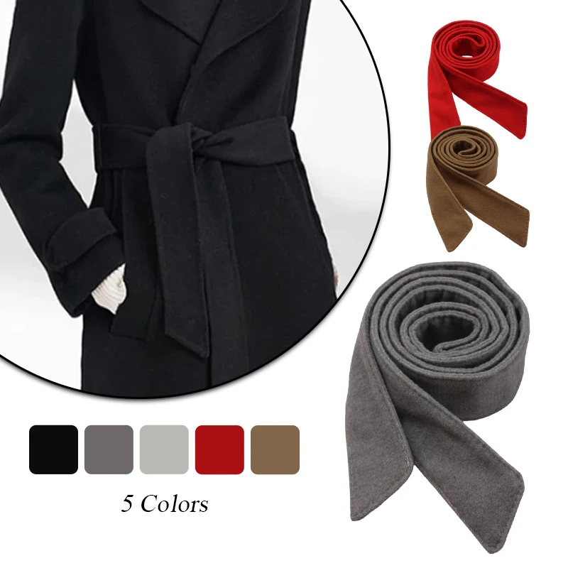 Ladies Belt Coat Coat Ladies Decorative Wide Belt with Double-Sided Woolen Coat Belt Accessories Knotted Designer Belts