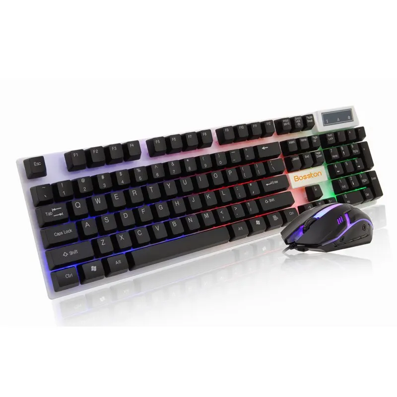 Wired Keyboard and Mouse Set Gaming 8310 for Desktop Laptop Computer Single Rainbow Backlit