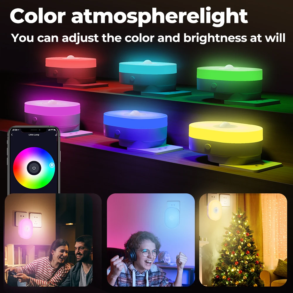 Tuya WiFi Smart LED Night Lamp PIR Motion Sensor Dimming Household Bedside Light For Alexa Google Home Voice Control