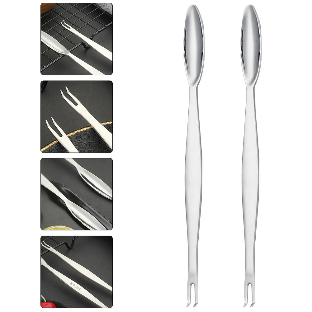 

2 Pcs Multipurpose Crab Fork Seafood Picks Stainless Steel Multi-function Tools