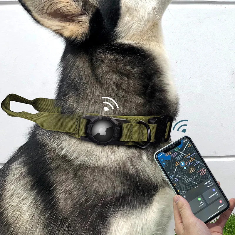 

Тактический ошейник для собак AirTag, сверхмощный ошейник для собак, военный ошейник для собак с держателем AirTag
