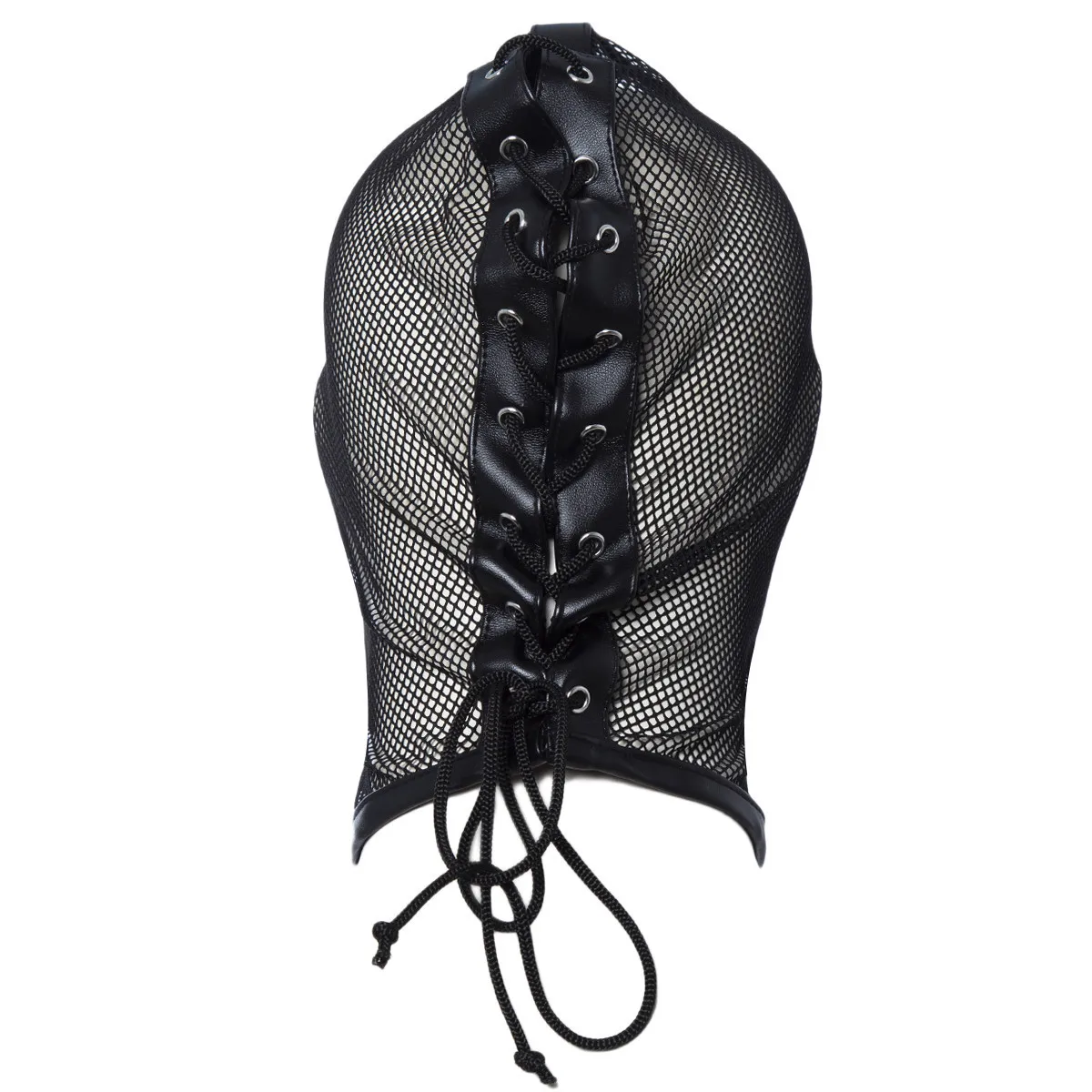 Cagoule en cuir bdsm avec cadenas pour jeux de bondage_voghion.com