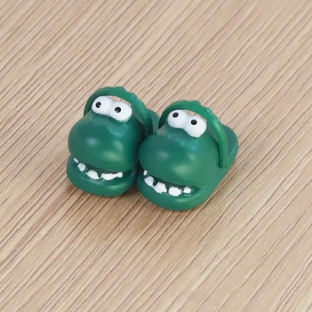 1 Pair Round Toe Ob11 Doll Slippers Simulation Silicone Mini Dinosaur slippers Mini Cartoon Silicone Dinosaur slippers