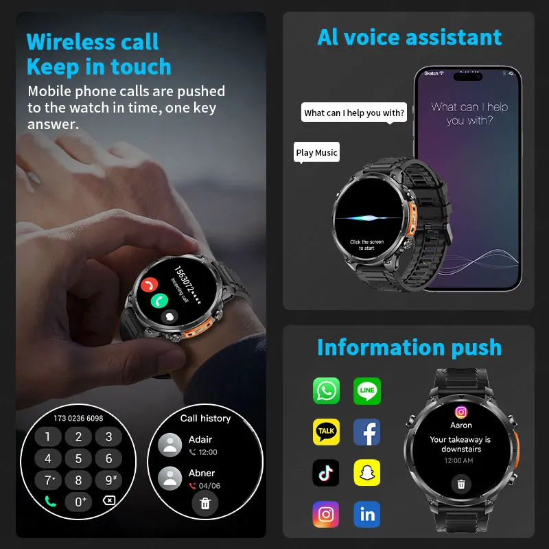 LIGE 2025 New Military GPS Smart Watch 720mAh Battery IP68 Waterproof Compass Altimeter Flashlight Sports Tracker Smartwatch Men