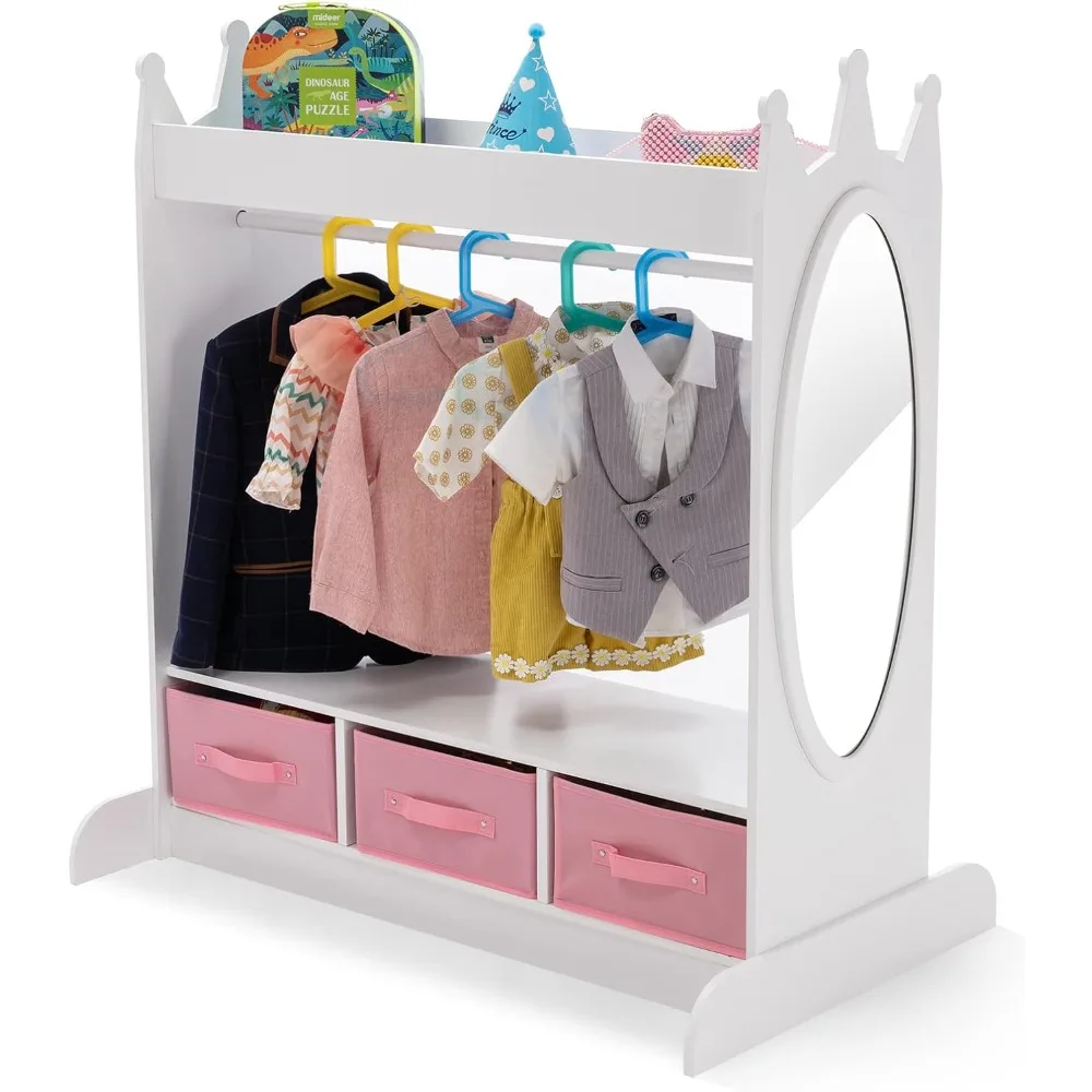 

Kids Armoire Dress-Up Storage w/Mirror and Drawers,Dress up Closet,Costume Dress up Wardrobe