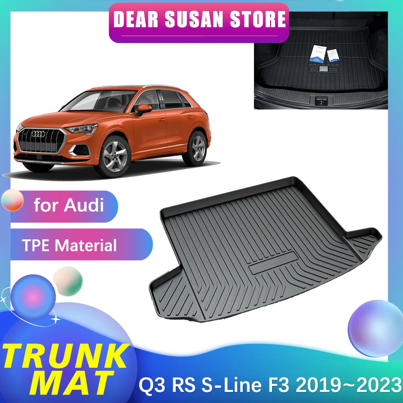 Car Special Rear Trunk Mat Tray for Audi Q3 RS S-Line F3 ~ Waterproof Floor Pad Space Decoration Rug Accessories