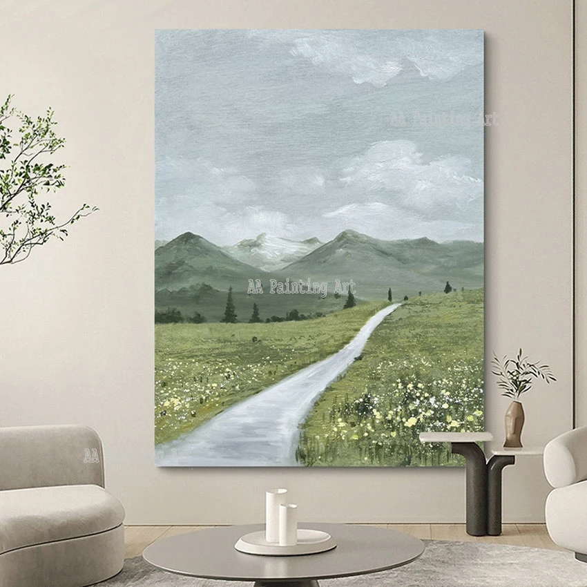 

Wall Decor Grassland Landscape Canvas Picture Oil Painting Wall Poster Art 100% Hand Painted Nordic Wall Hangings Artwork