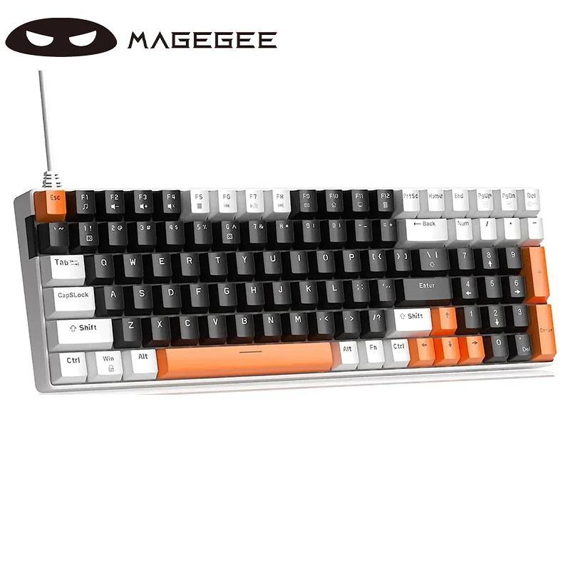 

MageGee 100 Keys Wired Mechanical Gaming Keyboard, 96% Compact Layout LED Blue Backlit Keyboard for PC Laptop, Detachable USB-C