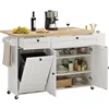 60 "Kitchen island with power outlets and fallen leaves, kitchen rolling island with spice rack and towel rack 2