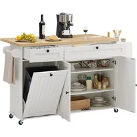 60 "Kitchen island with power outlets and fallen leaves, kitchen rolling island with spice rack and towel rack 2