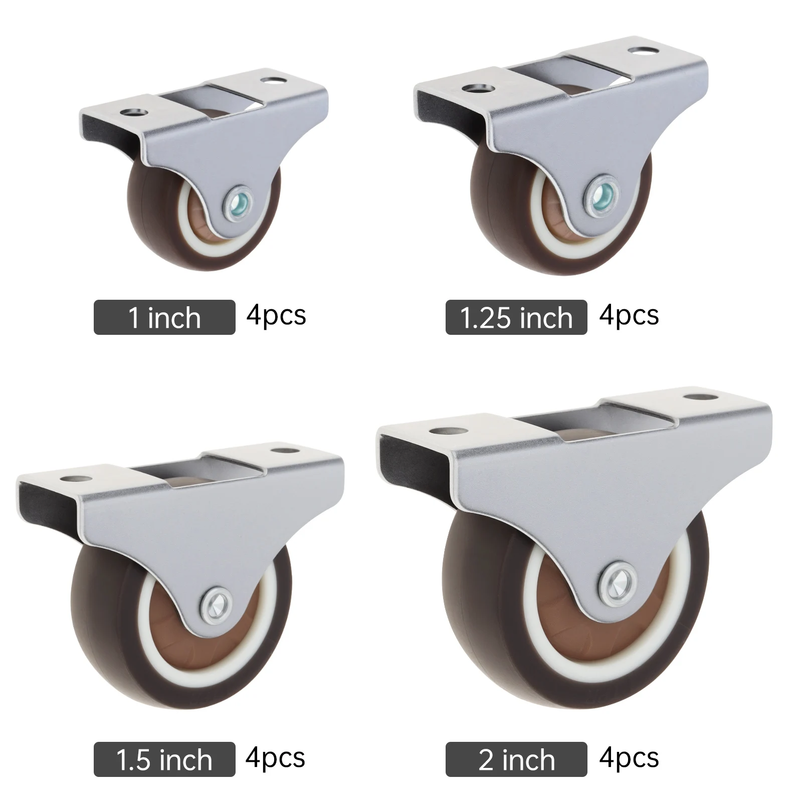 4 pièces 1 pouce/1.25 pouces/1.5 pouces/2 pouces dessus en métal TPR