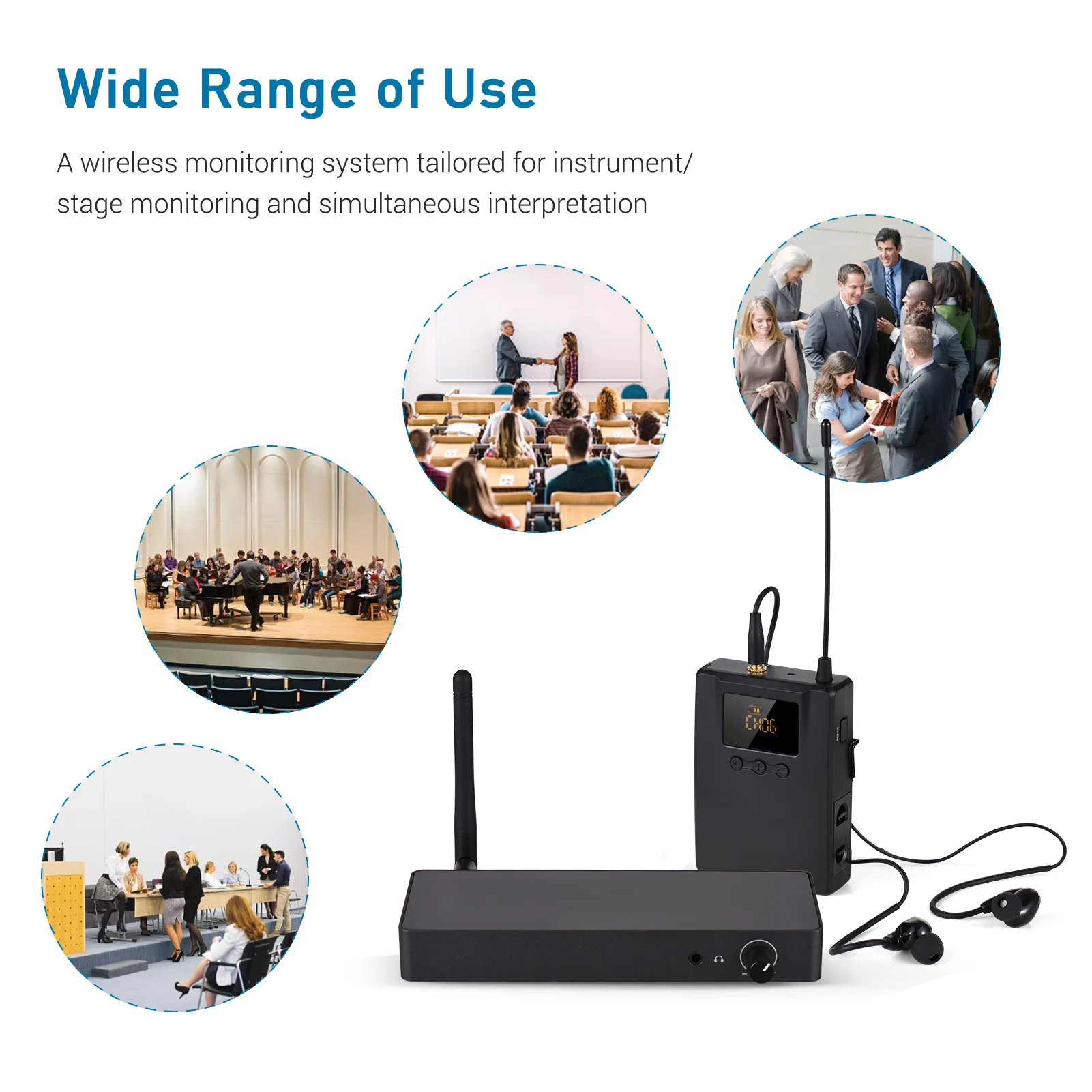 TAKSTAR WPM-300 Wireless Monitoring System with In-ear Earphone UHF Audio Transmitter Bodypack Receiver 164FT Transmission