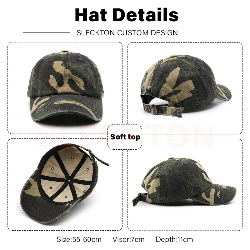 SLECKTON Custom Logo Baseball Cap Unisex Summer Camouflage Embroidery Design Brand Picture Print DIY Sun Hat for Men 2