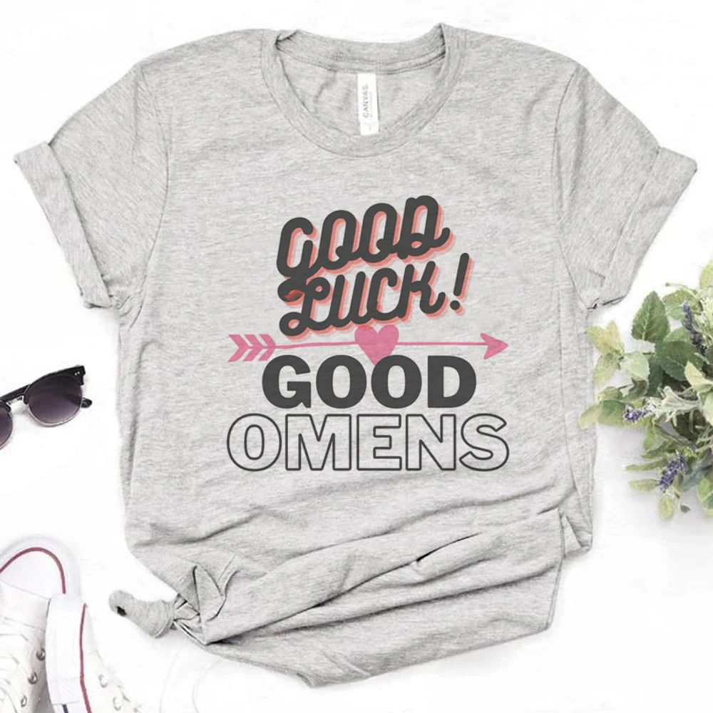 

Женская футболка с мангой Good Omens, топ для девушек в стиле аниме, одежда для манги в стиле Харадзюку