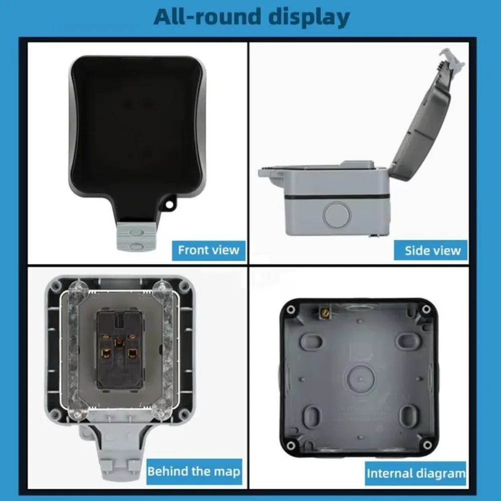 Waterproof Design Wall Switch Socket UK Plug Dust Proof Outdoor Switched Power Socket Splash-proof with Light Electrical Outlet