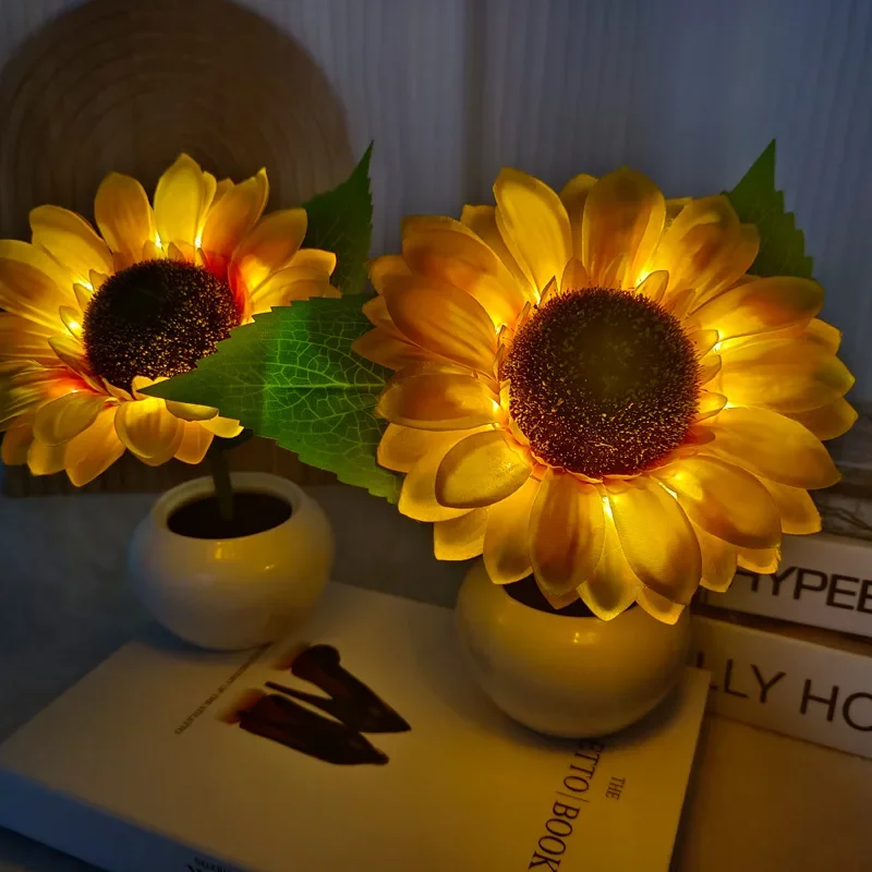 

Christmas Sunflower Tulip Tree Lights Table Lamp Mother's Day Rose Flower Night Light Home Party Wedding Bedroom Decoration Gift