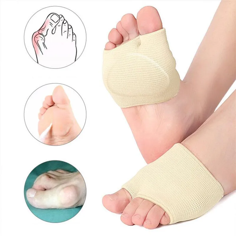 2pcs Silicone Metatarsal Sleeve Pads Half Toe Bunion Sole Forefoot Gel Pads Cushion Half Sock Prevent Calluses Blisters Insoles