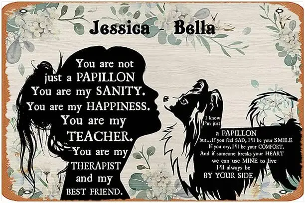 Vintage Tin Sign Movie Poster Papillon Girl Paperor Best Friend Poster Personalizzato-Animal Wall Art-Regalo Per Cane