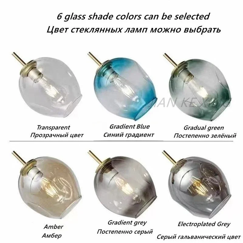 LED Ceiling Chandelier Italy Designer Magic Bean Branching Multi Color Glass Lampshade Suspension Lighting Kitchen Dining Island
