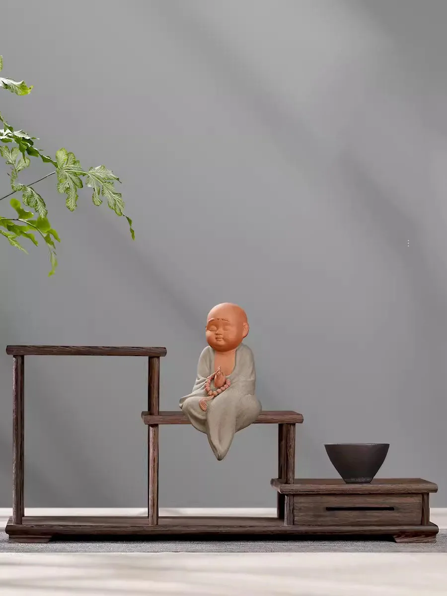 Solid Wood Tea Cup Rack, Mahogany Desktop Storage Rack, New Chinese Tea Pot and Tea Set Display Rack