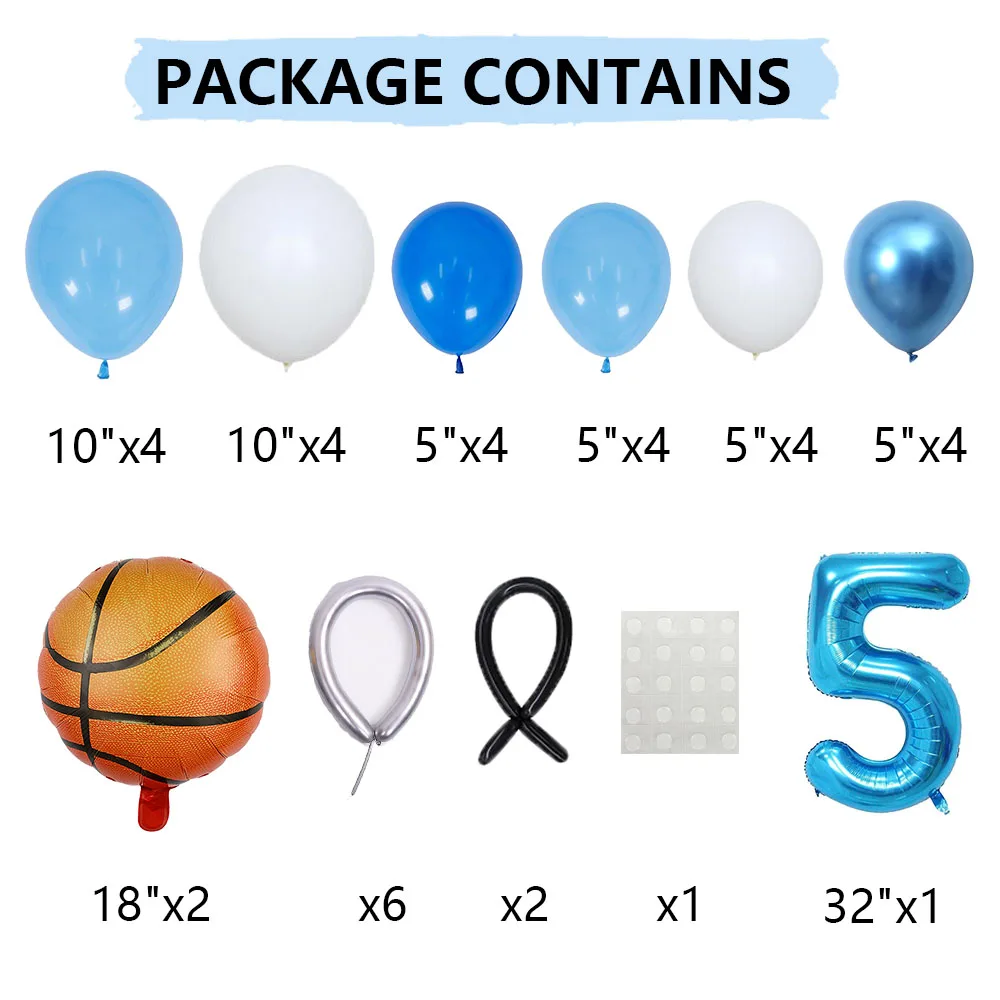 36pcs/set Basketball Theme Party Air Balloons 32inch Blue Number Foil Ballon Boys Birthday Decorations Kids Party Supplies