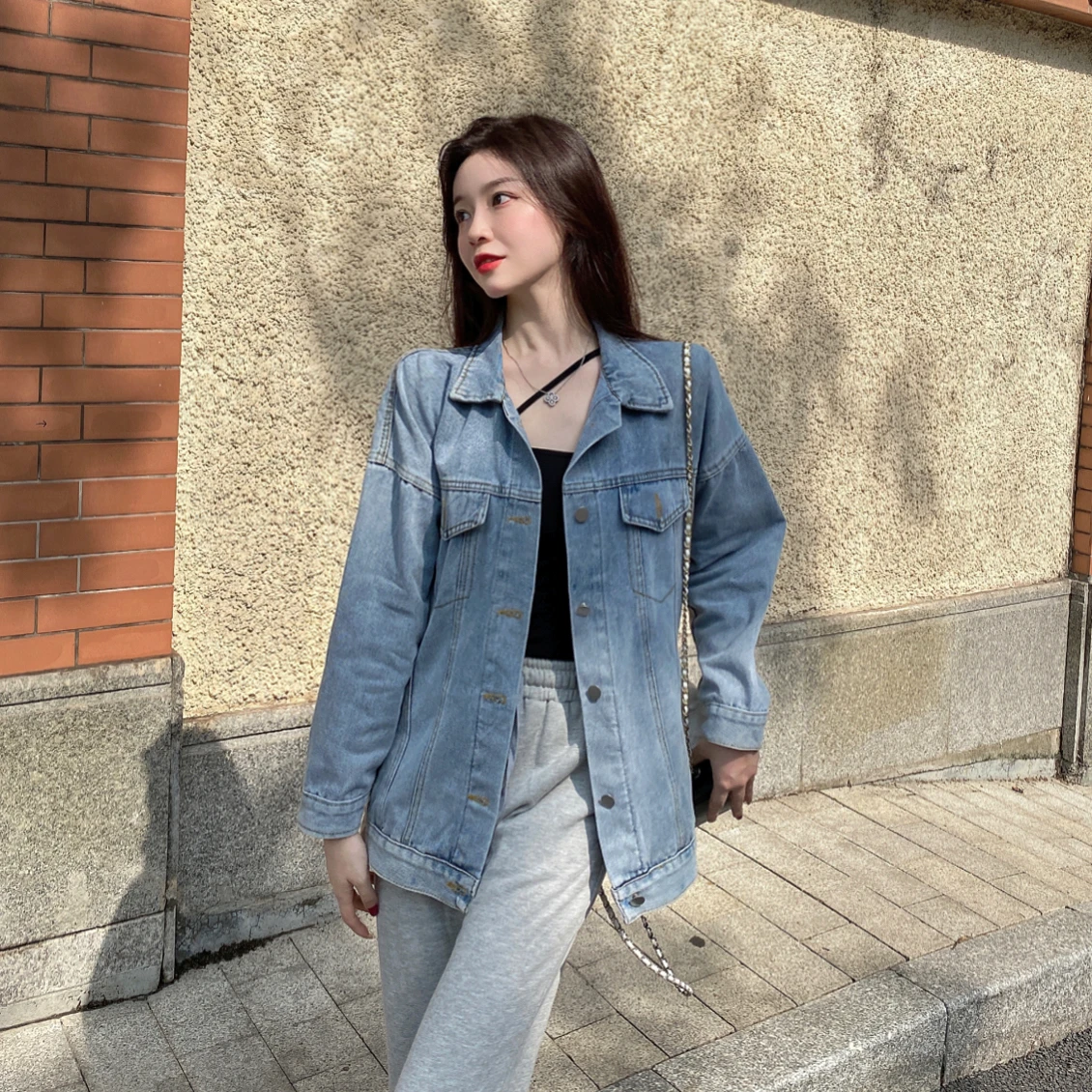 

2023 New Spring Denim Loose Fit Cardigan Net Red Salt Fried Street Top Jacket Free Shipping