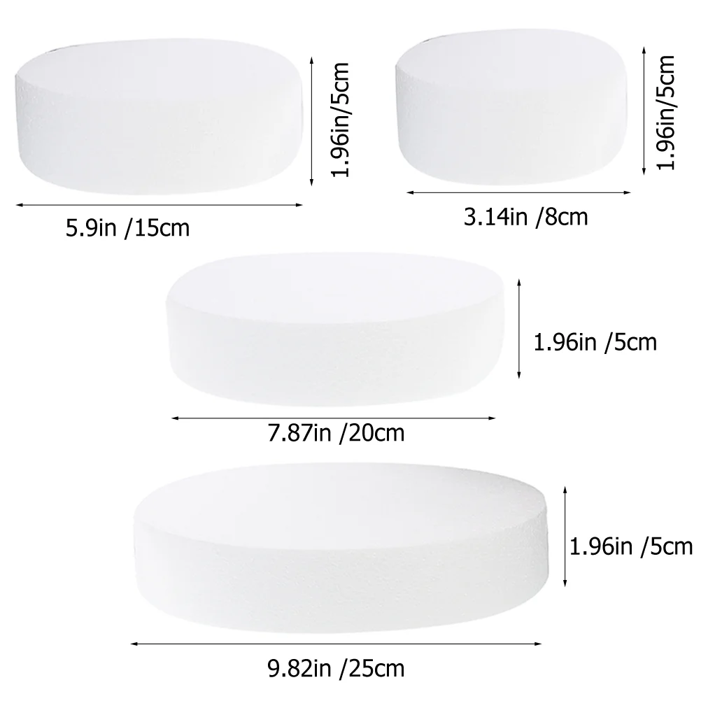 4 Pcs Turntable Cake Foam Cake Forms Wedding Decor Foam Cake Molds  Multitools Polystyrene Cake Dummy Disc Cake Embryo Model - AliExpress