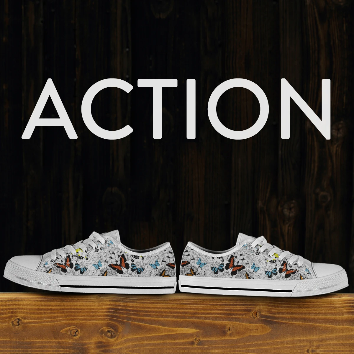 Beautiful White Butterfly Sneakers For Woman Low Top Lace-up Canvas Shoes Designer Ladies Plus Size 46 Shoes Women Sneakers