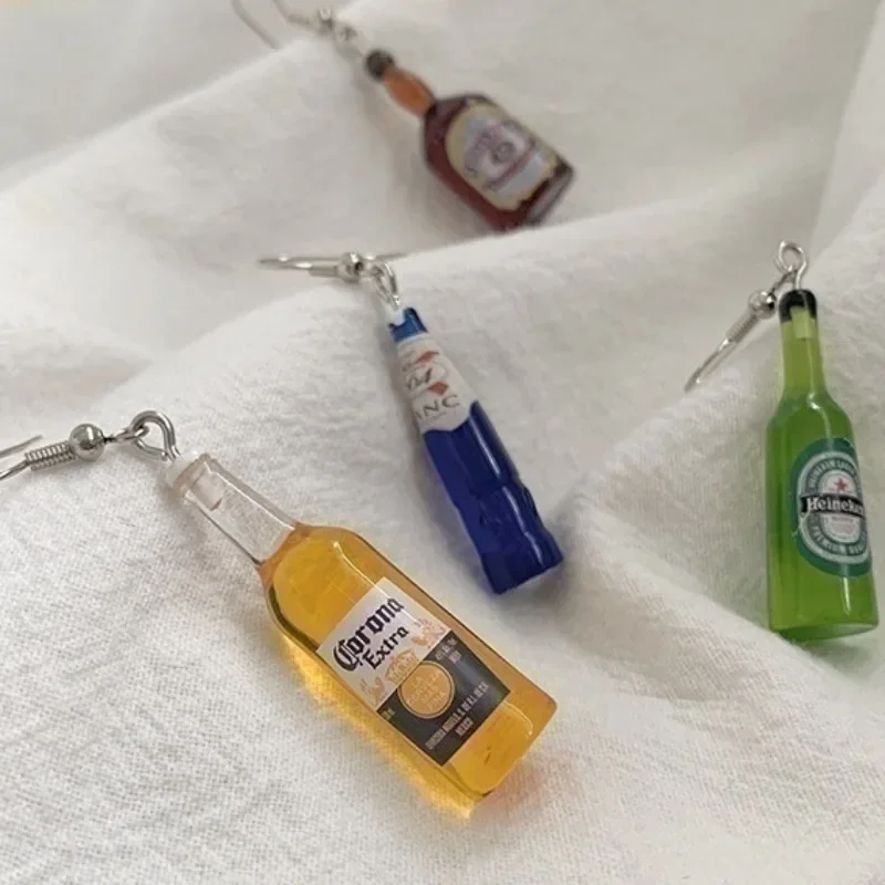 

Personalized Mini Earrings Simulated Beer Bottle Earrings Ear Clips Without Ear Holes Creative Wine Bottle Earrings for Women