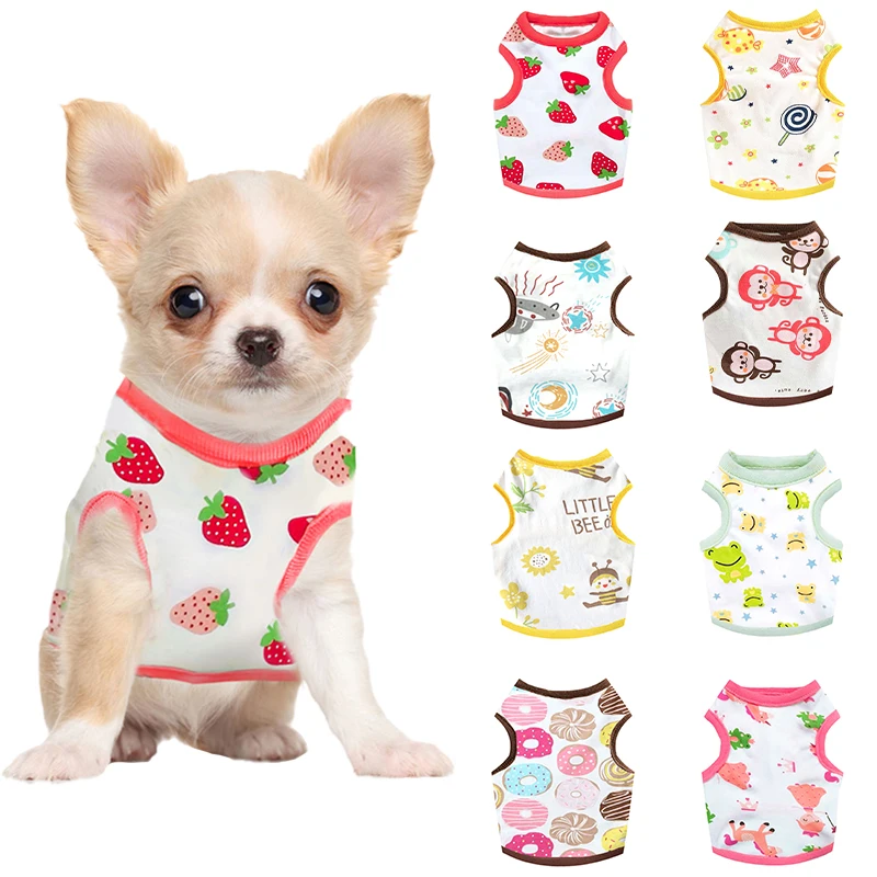 Dog Vest Summer Dog Cute Cartoon Print Breathable Thin T-Shirt for Small Medium Dog Fashion Chihuahua Yorkshire Pet Clothes dog clothes