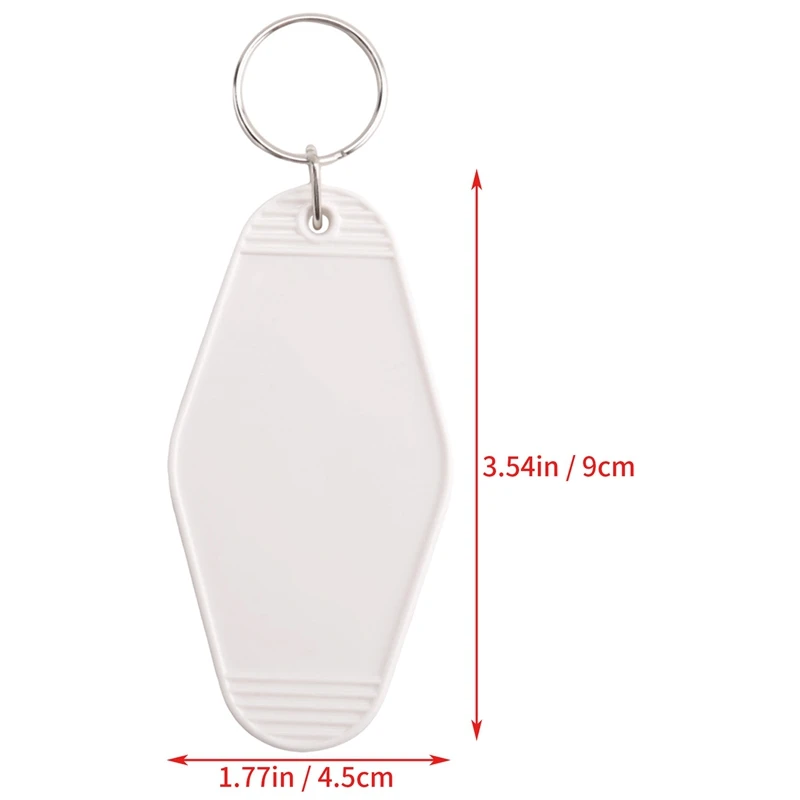 24 Pcs Vintage Motel Keychain Heat Transfer Blank Keychains Bulk Sublimation (White)