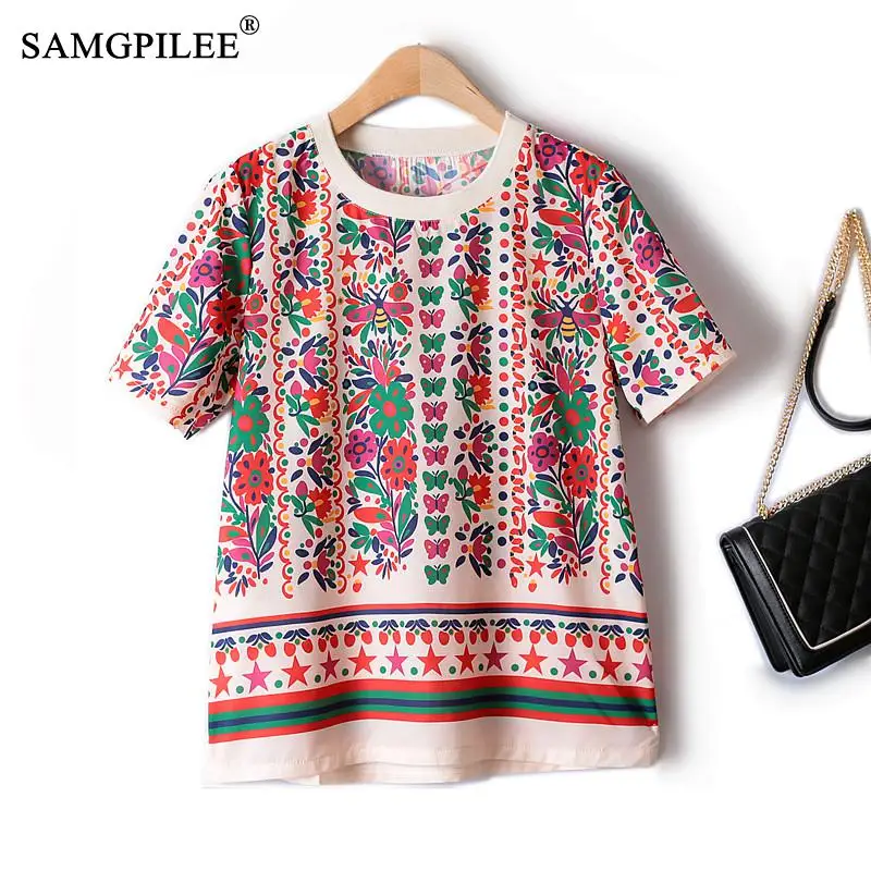 

Блузка шифоновая женская с принтом, Элегантная Модная тонкая Свободная рубашка в Корейском стиле, элегантный топ, 4XL, лето 2022