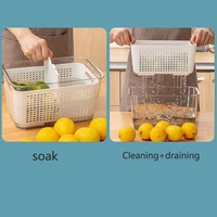 Réfrigérateur à double couche, boîte de rangement pour la conservation de la fraîcheur, panier de vidange, congélateur alimentaire de qualité alimentaire, boîte scellée, panier de lavage de cuisine 3