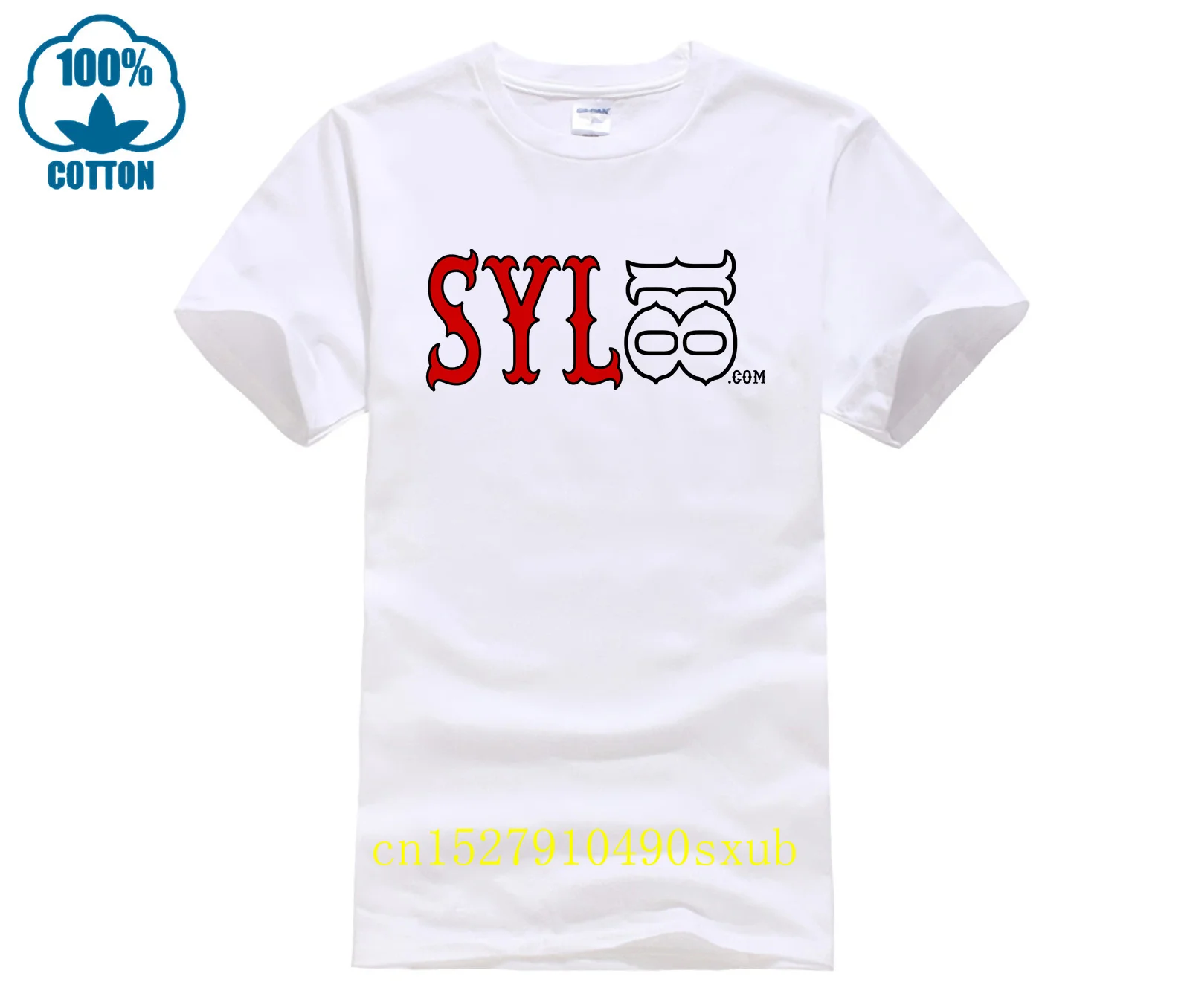 T-shirt Blanc 100% Coton avec logo SYL[18].COM | Unisexe