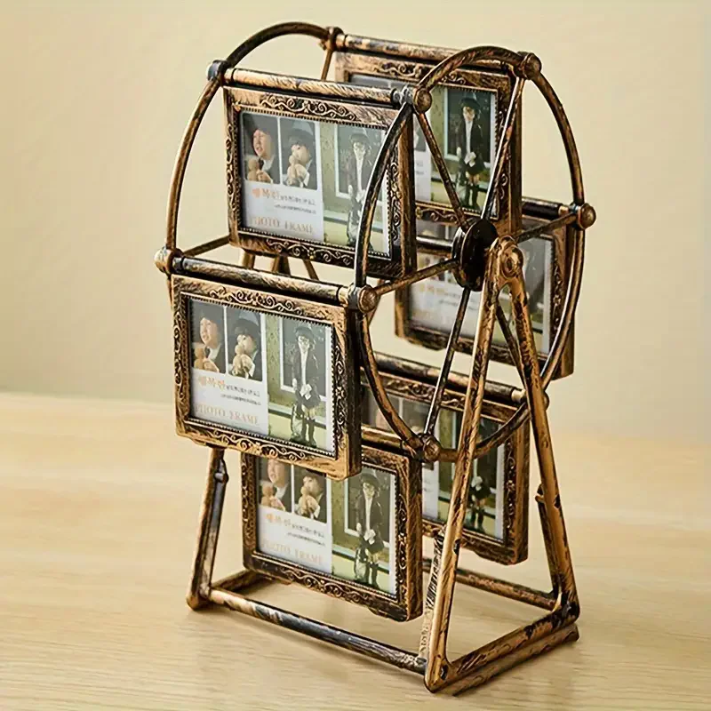 Creative Rotatable FerrisWheel 4-inch Photo Frame Birthday Gift Photo Display Shelf For Home Room Living Room Office Decor photo frame