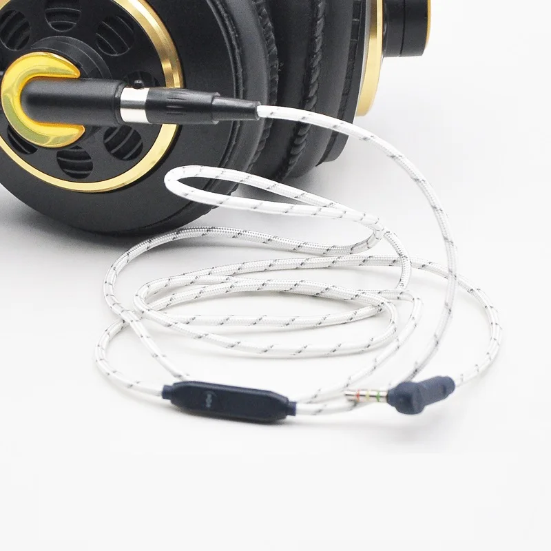 

Nylon Audio Cable with mic For AKG K553 MKII MK2 K141 MKII MK2 K240 STUDIO K702 headphone