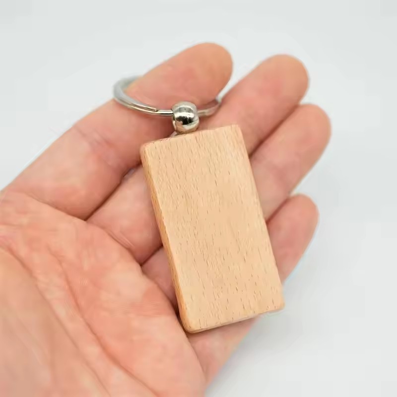 Rounded-Rectangle Wood Keychains Blanks Wooden Keyrings Suitable for Laser Engraving Gift Wholesale Keychain Blanks CO2 Laser