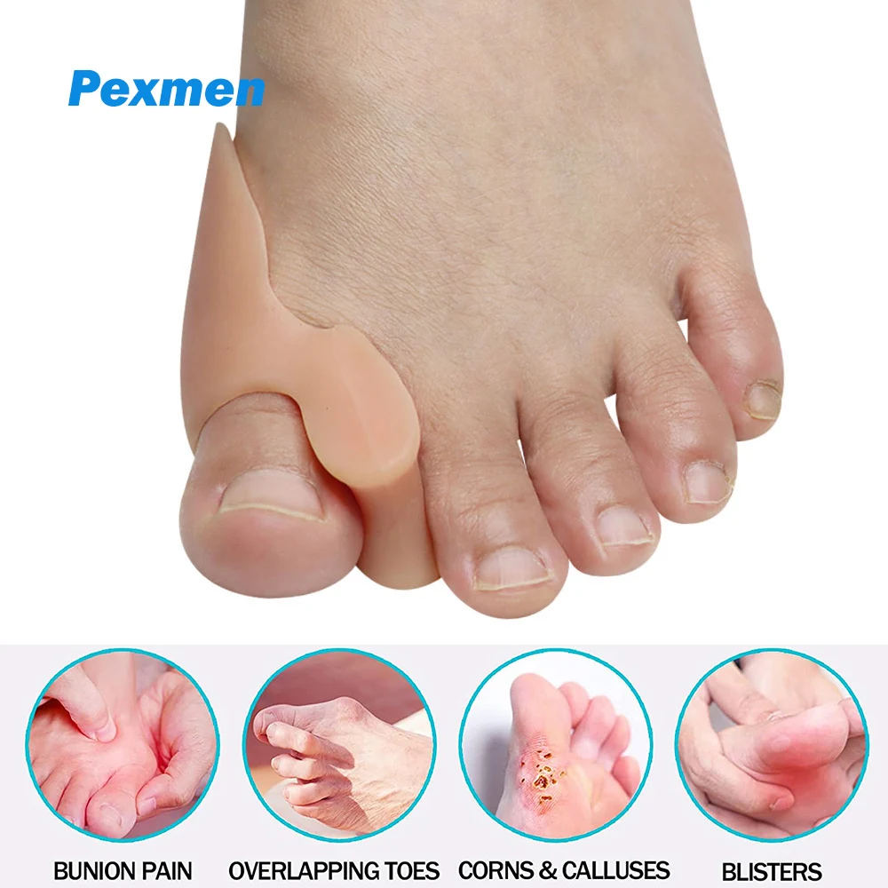 

Pexmen 2Pcs Gel Toe Separator Big Toe Bunion Pads for Foot Pain Relief from Rubbing & Pressure Calluses Corns and Blisters