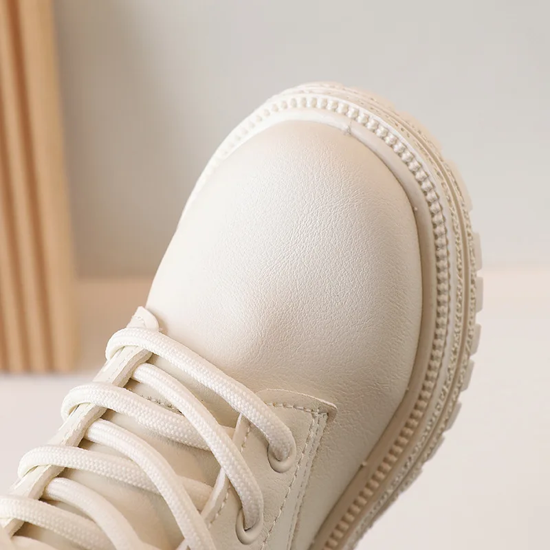 Beige Leather Kids Boots for Boys and Girls