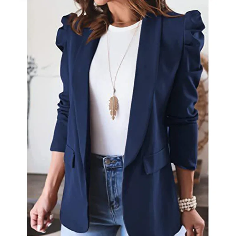 2023 Spring and Autumn Women's New Fashion Commuting Solid Color Long Sleeve Polo Collar Versatile Comfortable Suit Coat