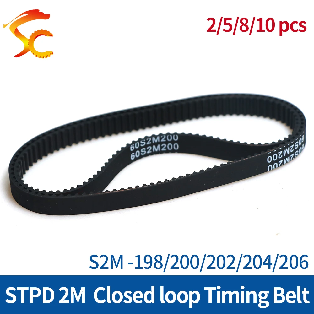 

STPD 2M closed loop rubber timing belt S2M-198/200/202/204/206mm Width 6/9/10/15mm Pitch 2mm Free shipping