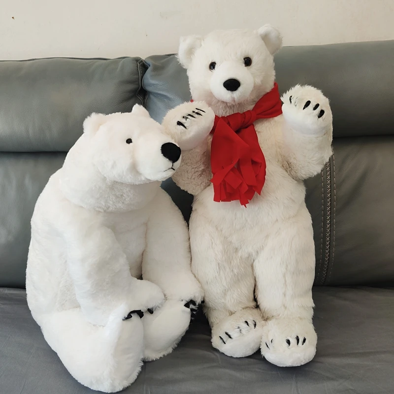 Pop Christmas Realistic Animal Polar Bear Plush Toy Big Soft Lovely Stuffed Anime White Bears Doll Gift Deco 60cm 70cm
