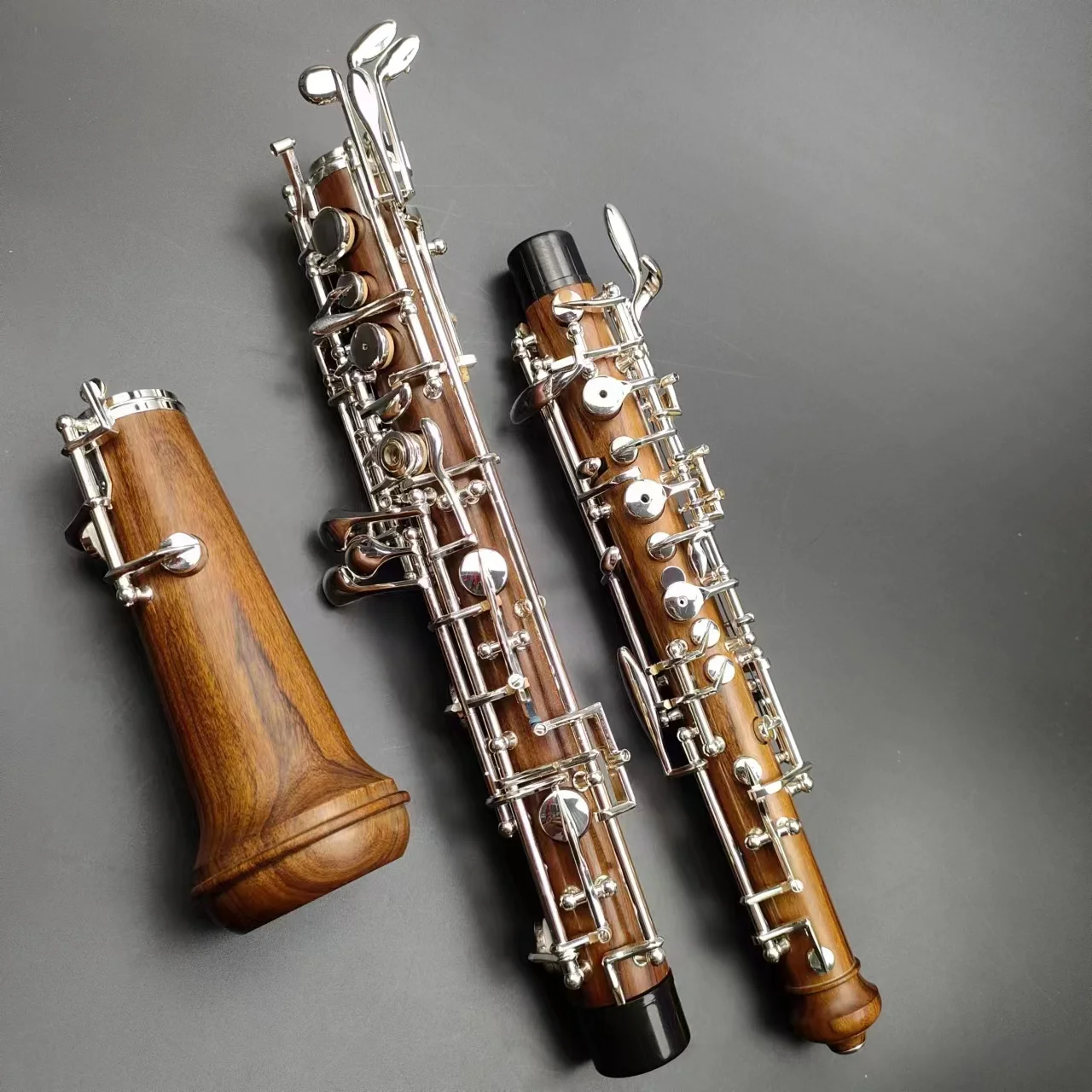 Rosewood Professional Oboe,C Key Sliver Plated Fully or Semi Automatic Oboe,Free case Bag reed and Other Accessories